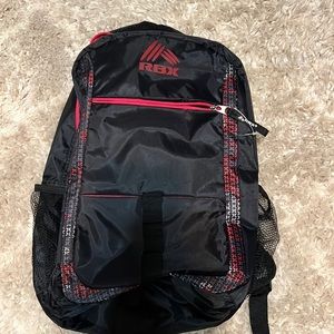 Pink and black backpack